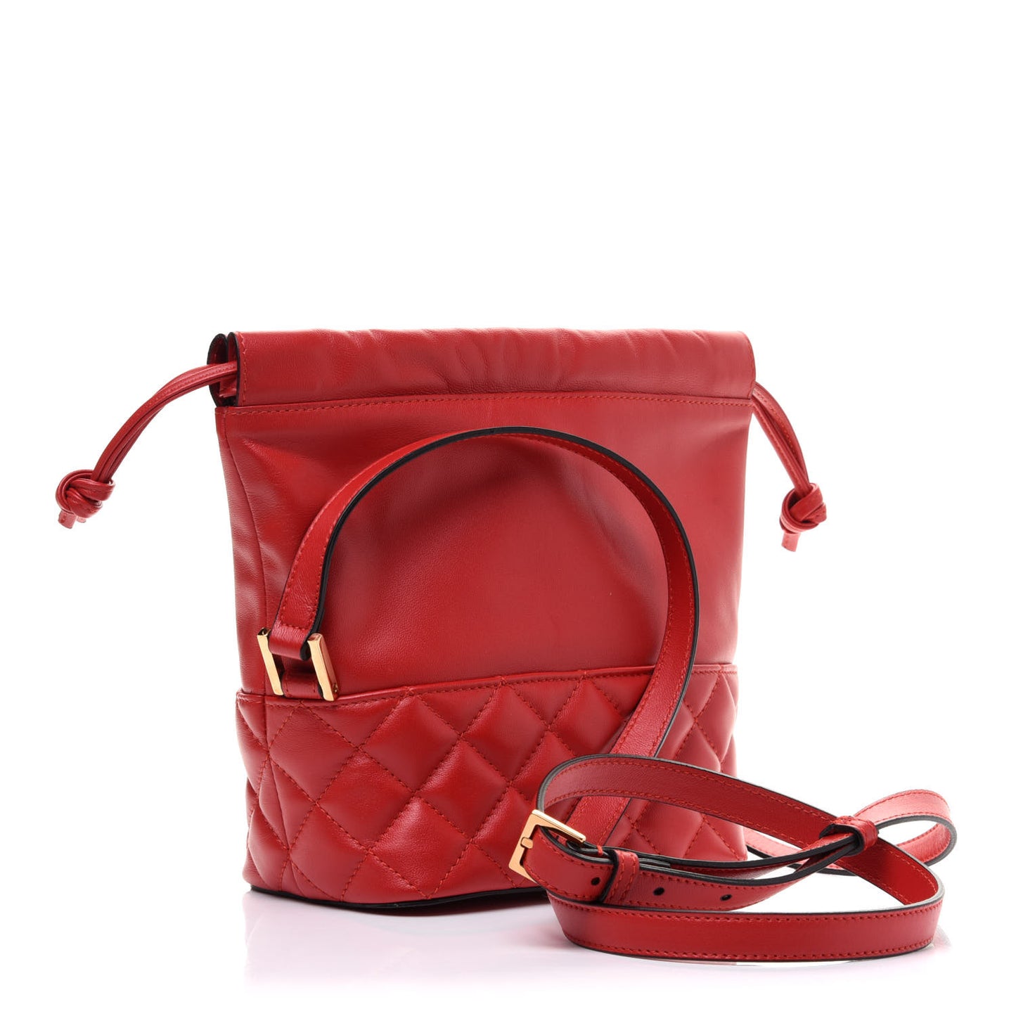 Nappa Quilted Medusa Bucket Bag Red