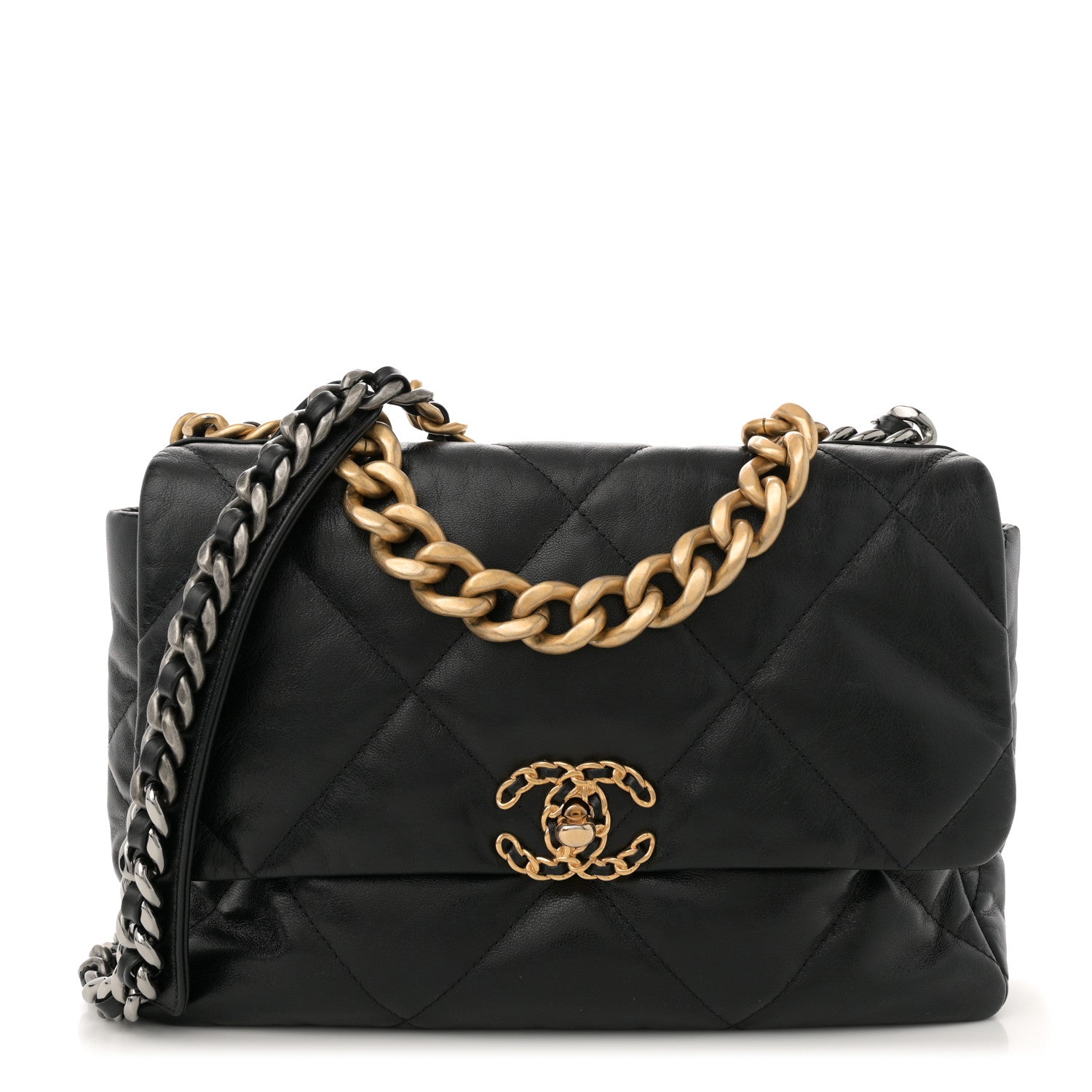 Chanel Goatskin Quilted Large Chanel 19 Flap Black 1 of 11