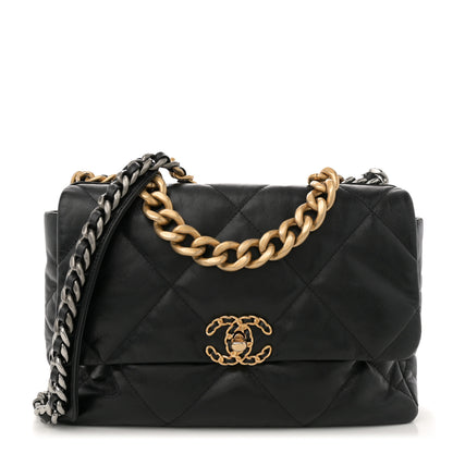 Chanel Goatskin Quilted Large Chanel 19 Flap Black 1 of 11
