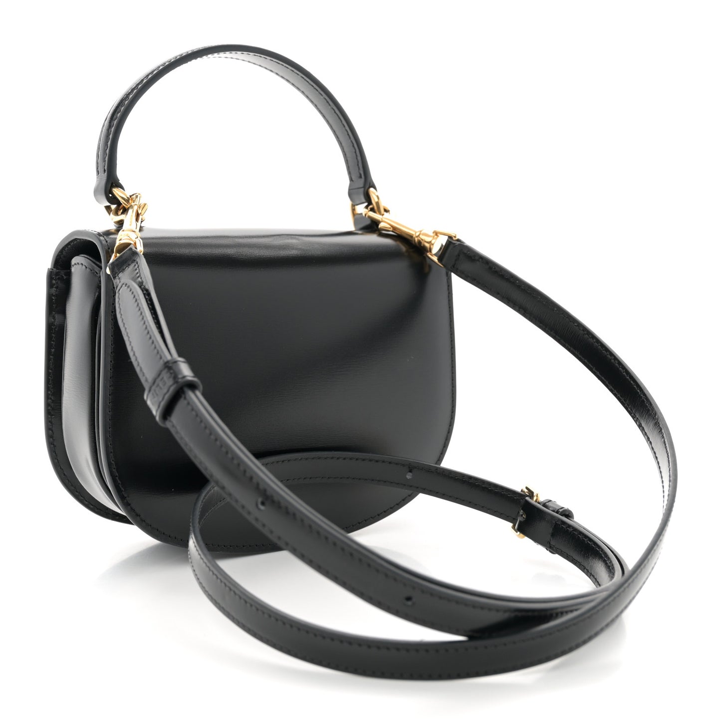 Shiny Calfskin Triomphe Mini Besace Clea Black