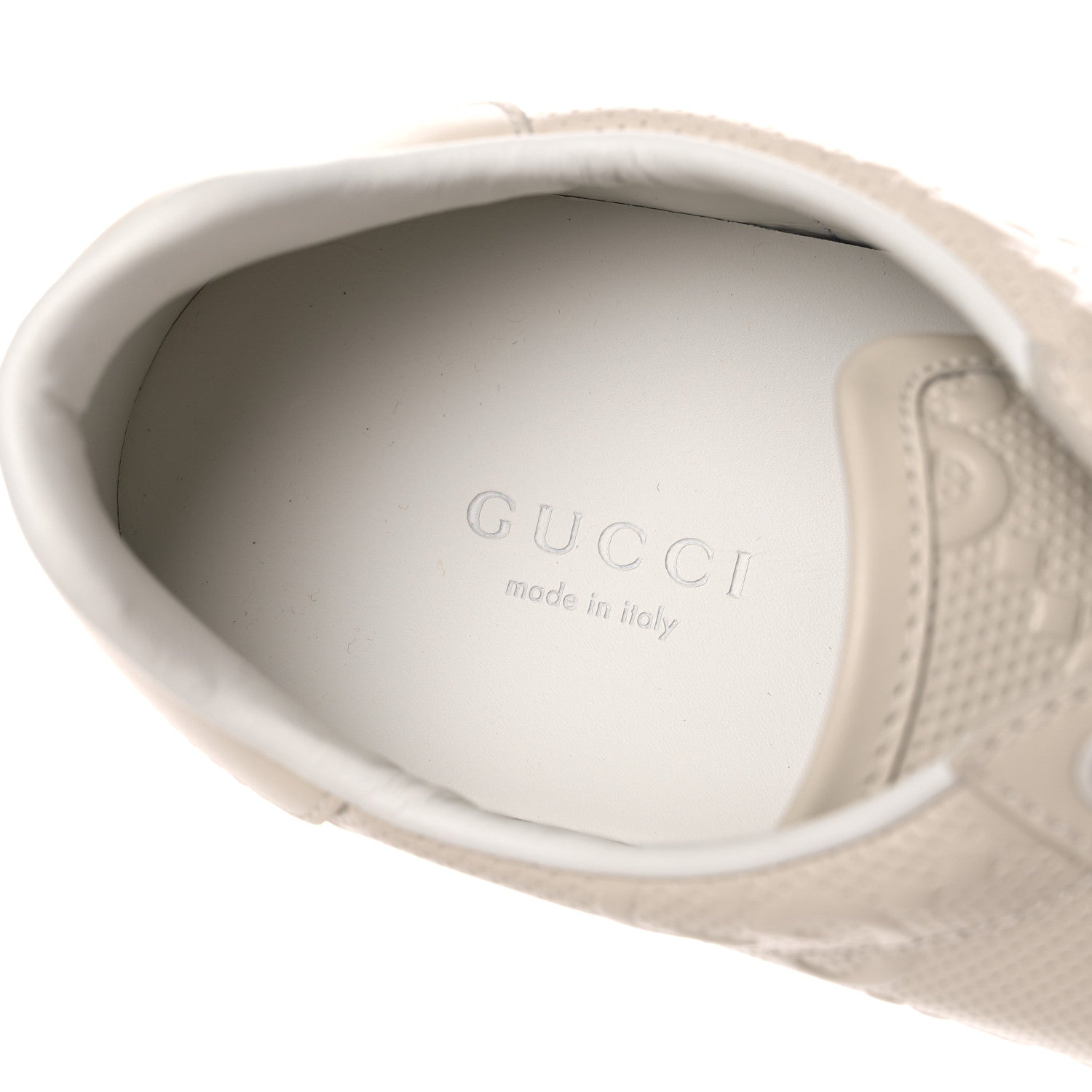 Gucci Calfskin GG Tennis Embossed Womens Ace Sneakers 38 Mystic White 7 of 8