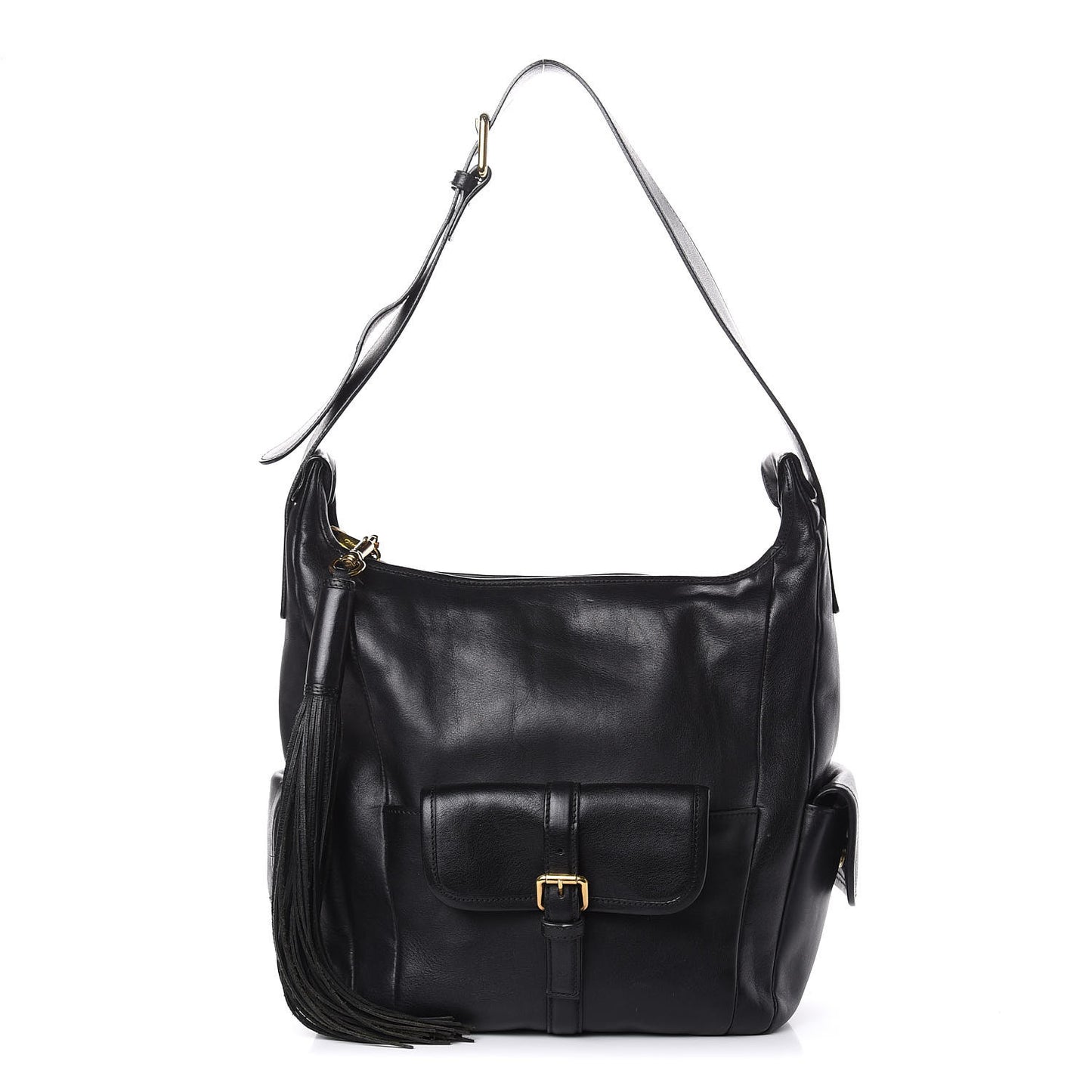 Calfskin Gabby Bucket Bag Black