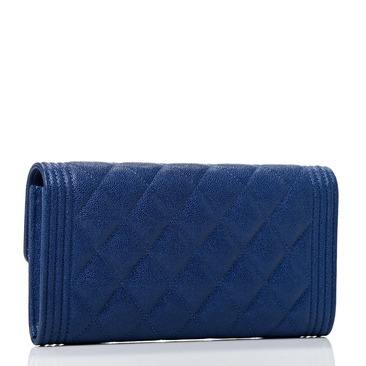Chanel Caviar Quilted Large Boy Gusset Flap Wallet Blue 2 of 4