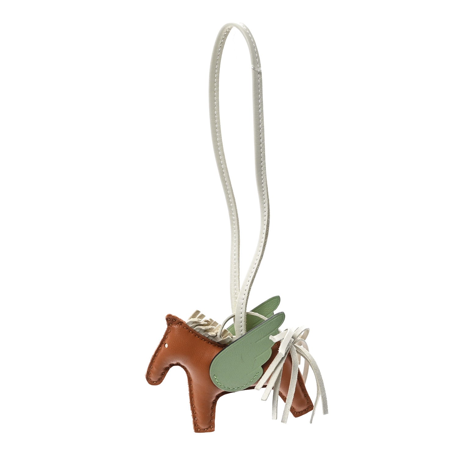 Hermes Milo Lambskin Grigri Rodeo Pegase Horse Bag Charm PM Craie Gold Vert Criquet 1 of 5
