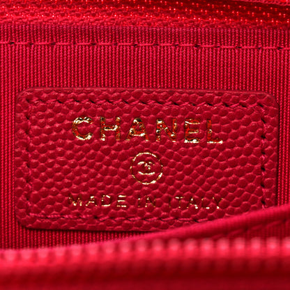 Chanel Caviar Quilted Boy Zip Around Coin Purse Wallet Red 6 of 8