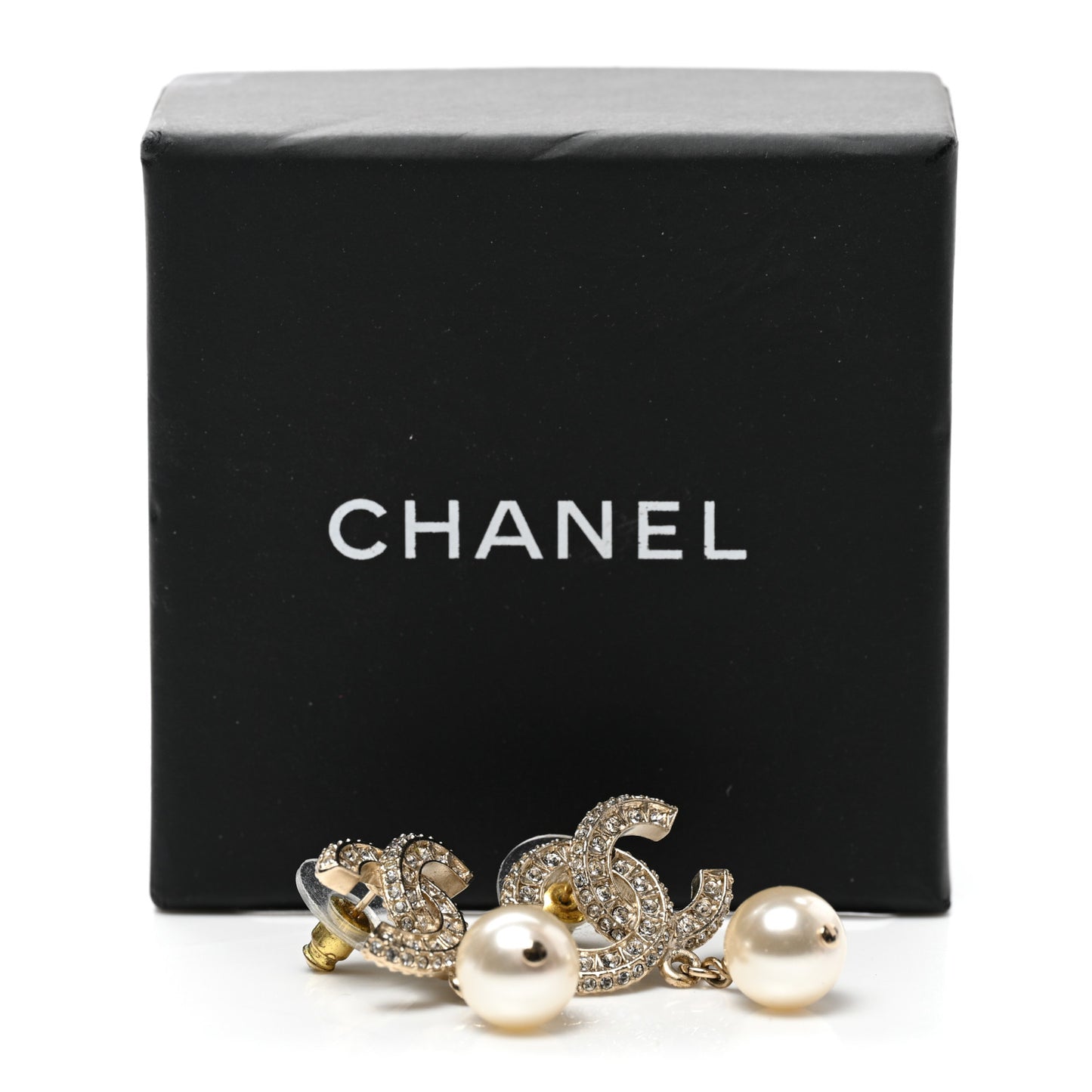 Crystal Timeless CC Pearl Drop Earrings Light Gold