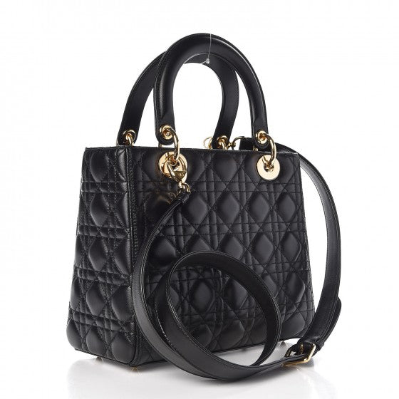 Christian Dior Lambskin Cannage Medium Lady Dior Black 3 of 8