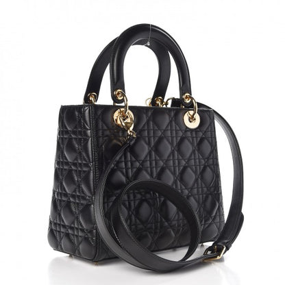 Christian Dior Lambskin Cannage Medium Lady Dior Black 3 of 8