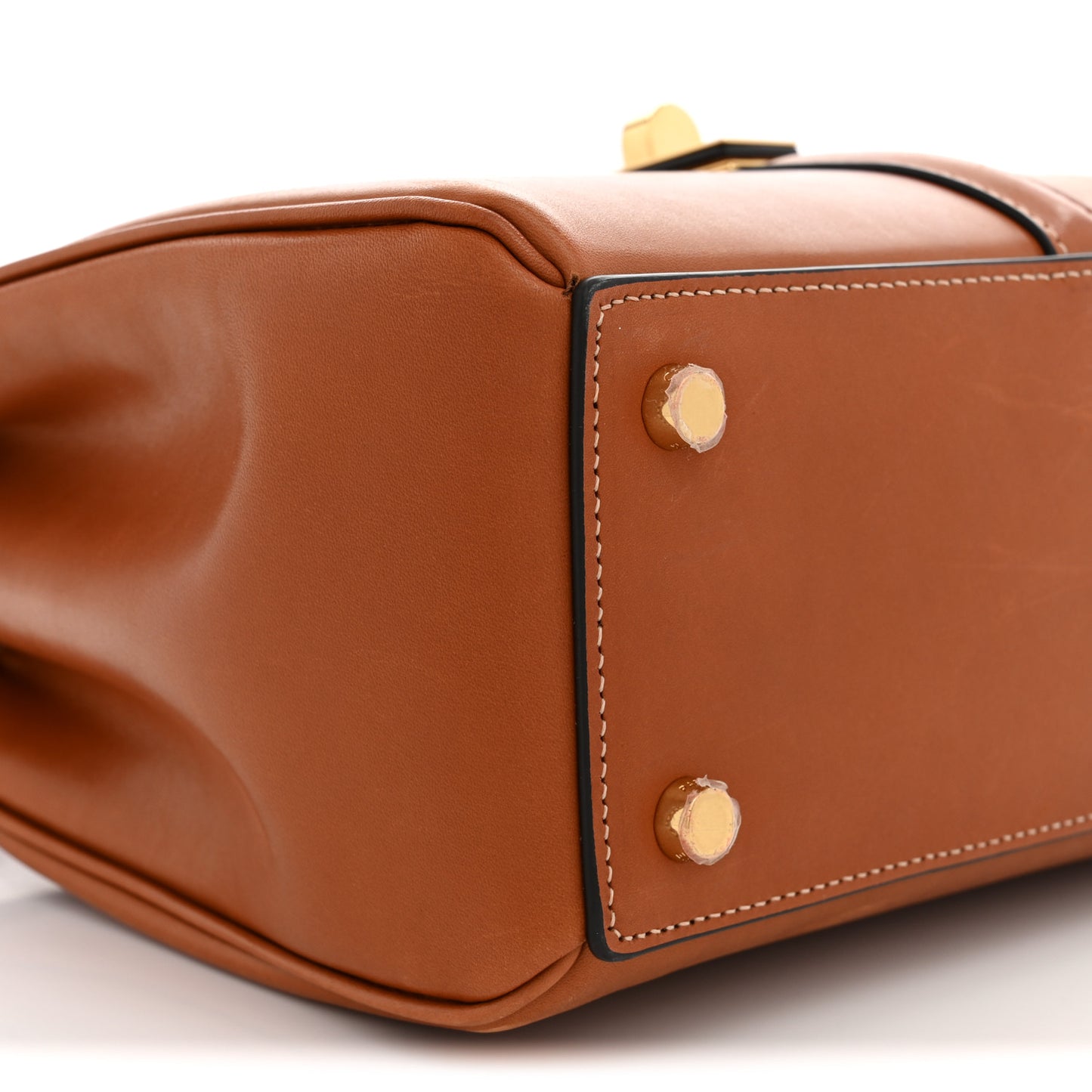 Satinated Calfskin Small 16 Top Handle Bag Tan