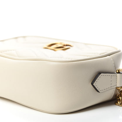 Gucci Calfskin Matelasse Mini GG Marmont Chain Shoulder Bag White 7 of 10