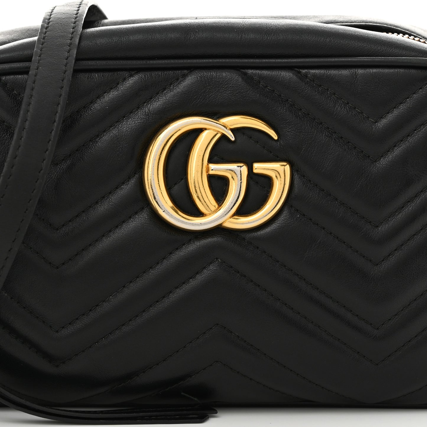 Calfskin Matelasse Small GG Marmont Chain Shoulder Bag Black