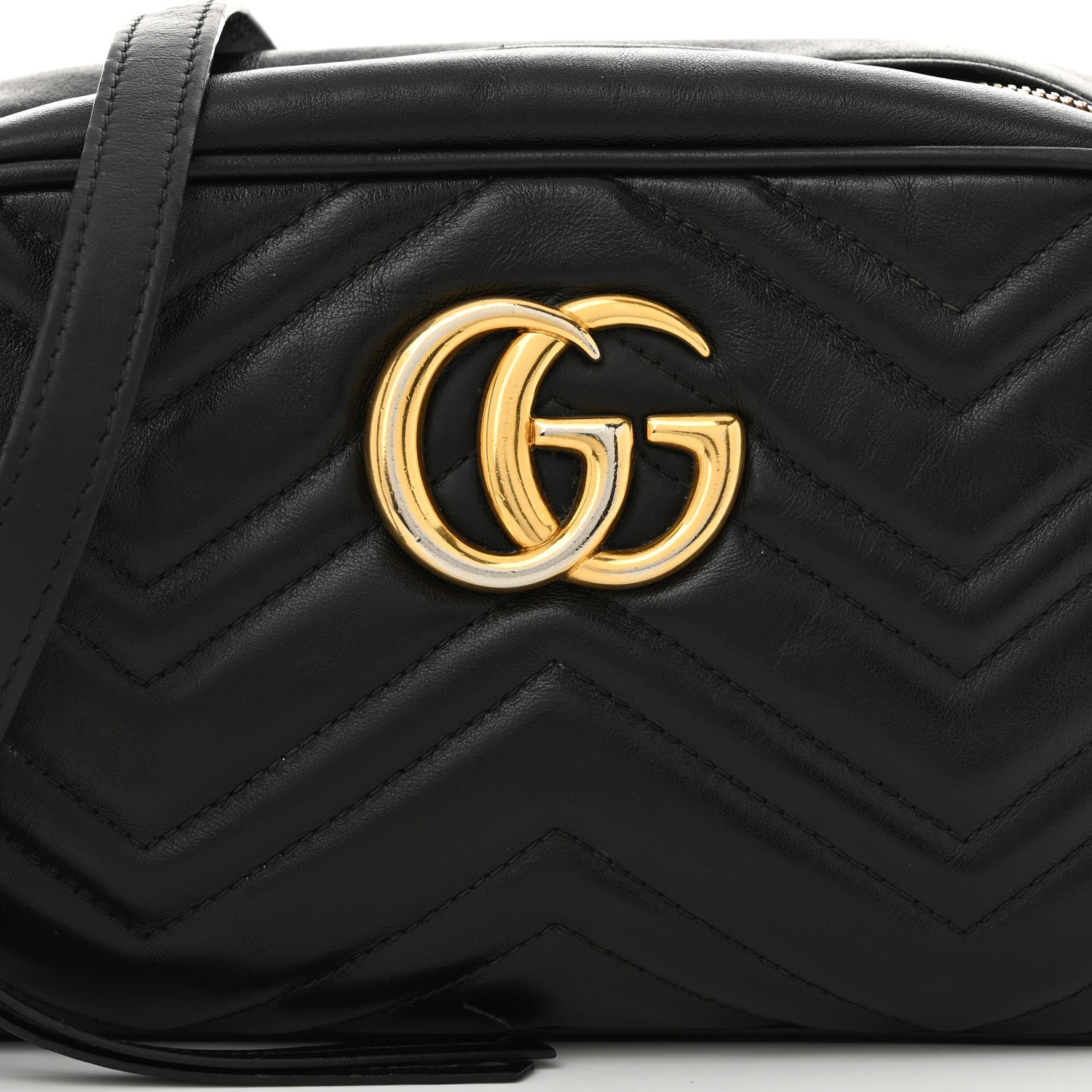 Gucci Calfskin Matelasse Small GG Marmont Chain Shoulder Bag Black 8 of 12
