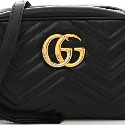Gucci Calfskin Matelasse Small GG Marmont Chain Shoulder Bag Black 8 of 12