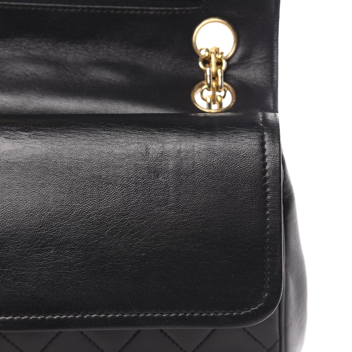 Lambskin Quilted Medium Double Flap Black