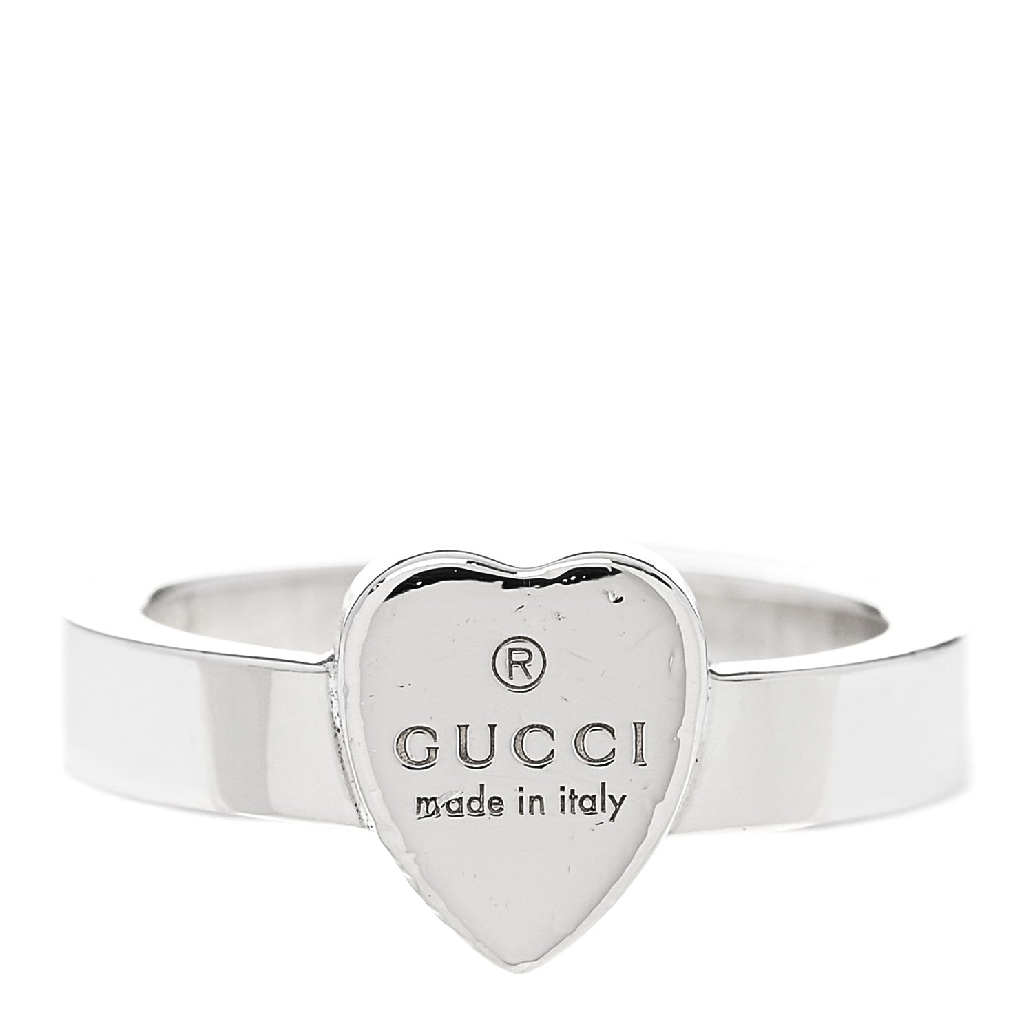 Gucci Sterling Silver Trademark Heart Ring 55 7.25 1 of 5