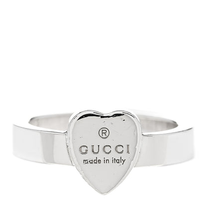 Gucci Sterling Silver Trademark Heart Ring 55 7.25 1 of 5