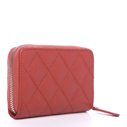 Chanel Caviar Quilted Zip Coin Purse Red 2 of 6