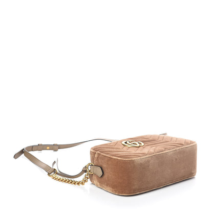 Gucci Velvet Matelasse Small GG Marmont Chain Shoulder Bag Taupe 4 of 10
