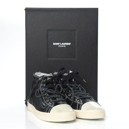 Saint Laurent Distressed Calfskin Womens Rivingston Womens High Top Sneakers 41 Black 11 of 11