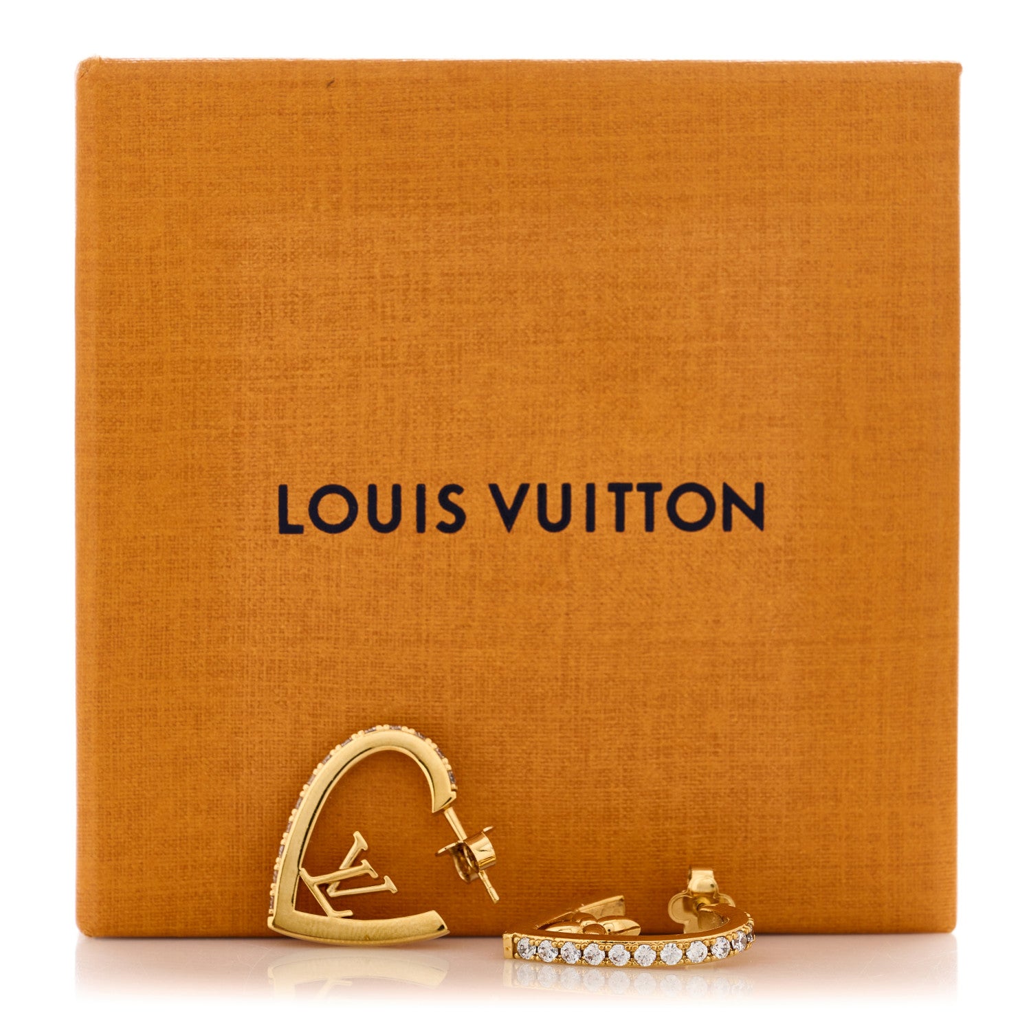 Louis Vuitton Metal Crystal My LV Love Hoop Earrings Gold 7 of 7
