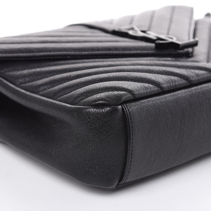 Saint Laurent Sheepskin Matelasse Chevron Monogram Medium College Bag Black 8 of 13