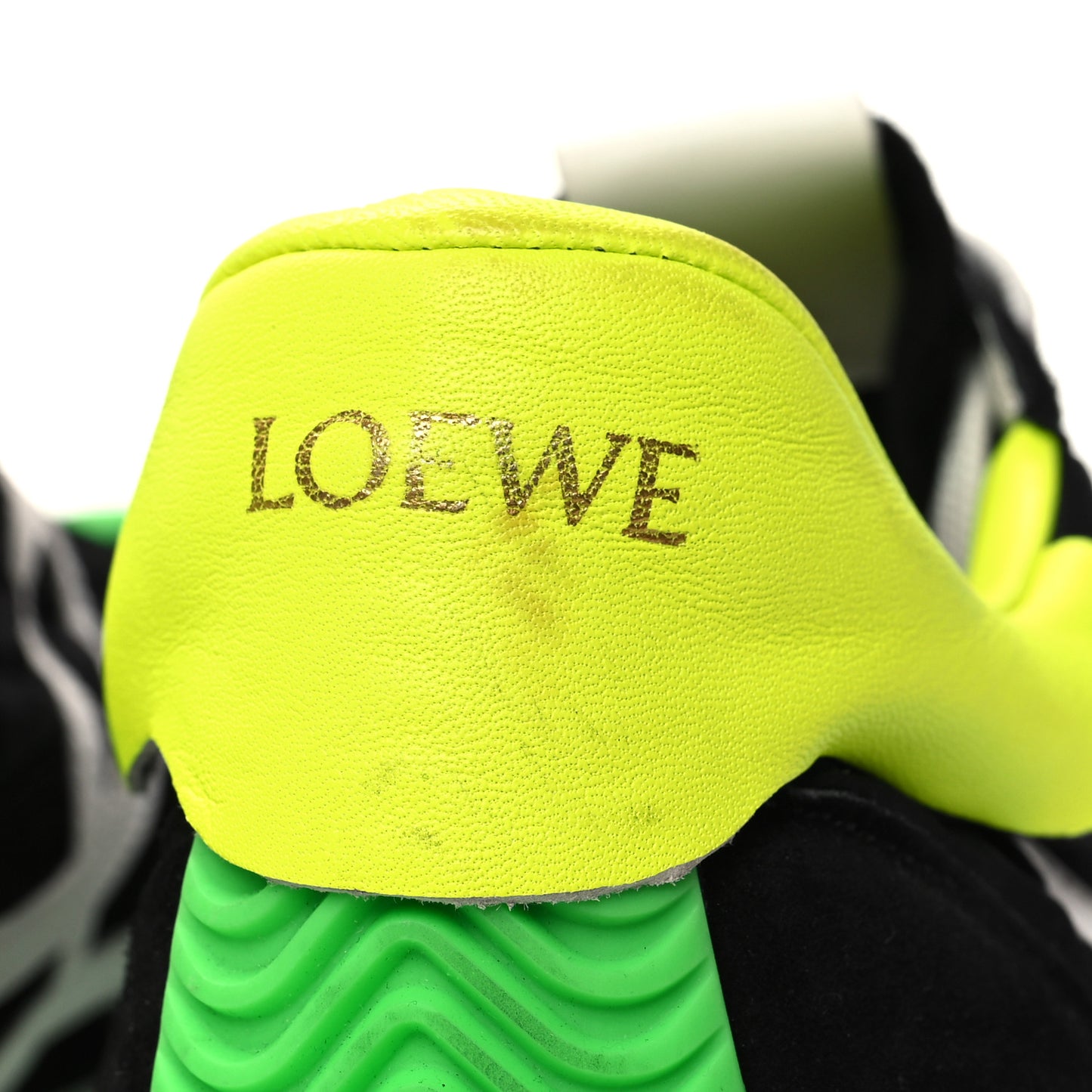 Suede Nylon Flow Runner Sneakers 42 Black Neon Green