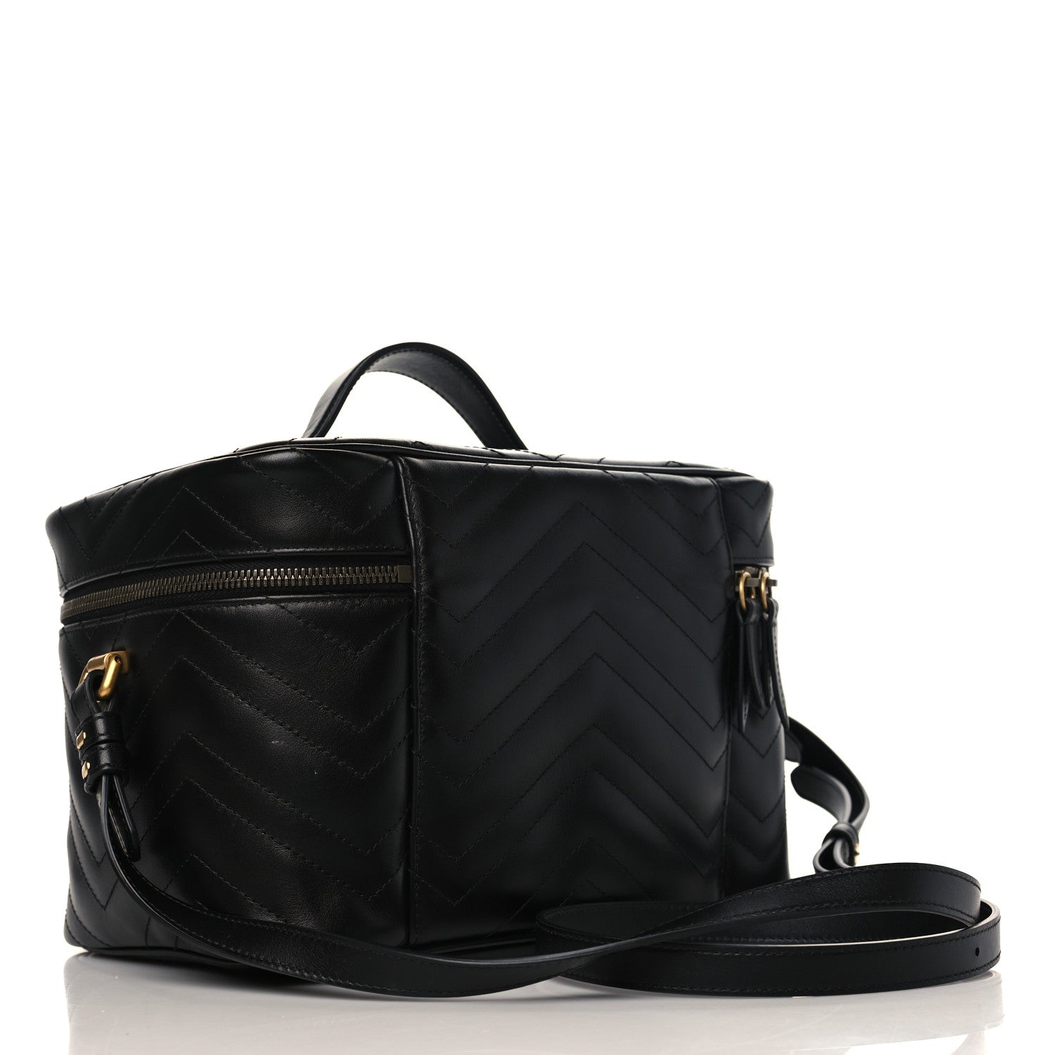Gucci Calfskin Matelasse Large GG Marmont Vanity Cosmetic Case Black 2 of 10