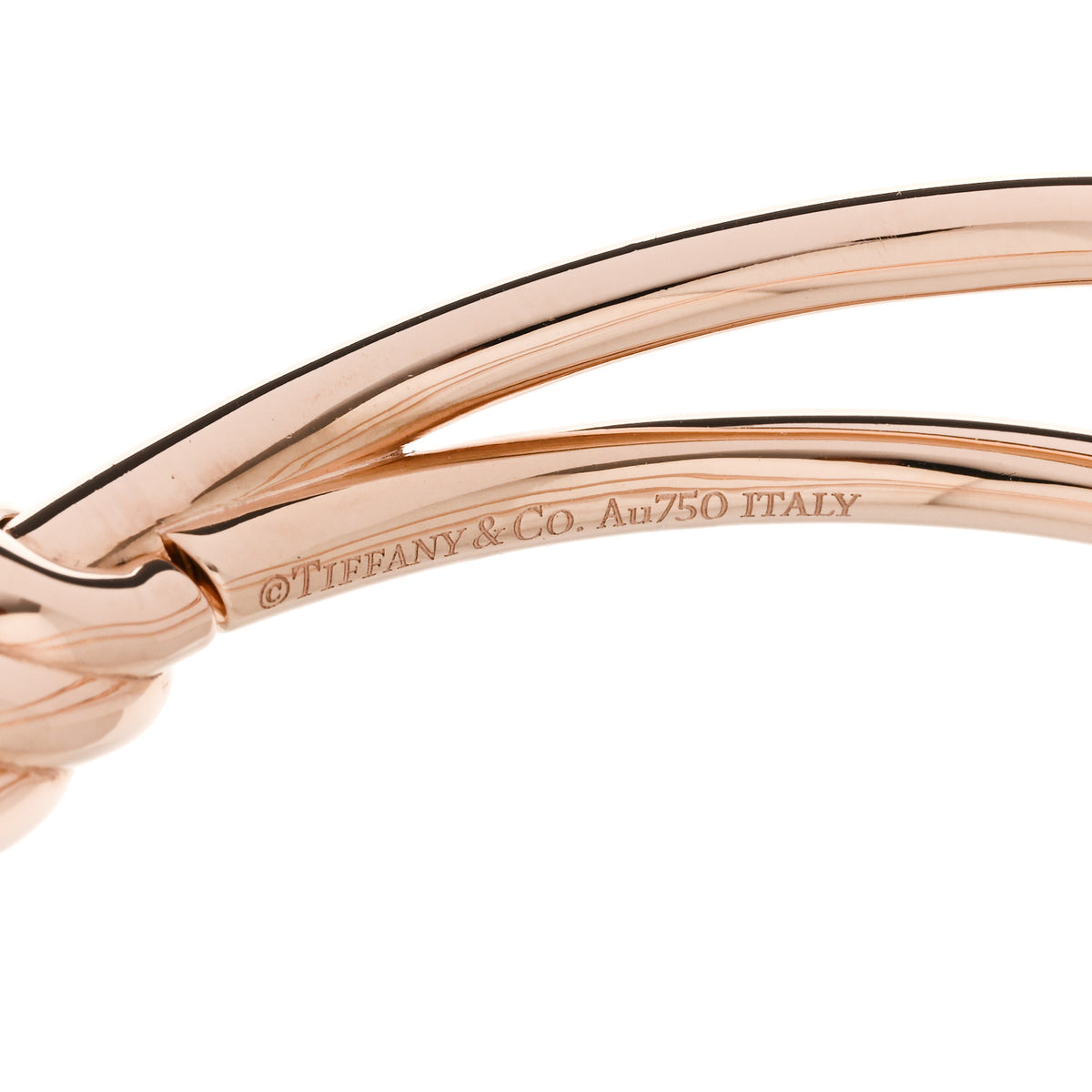 Tiffany 18K Rose Gold Double Row Knot Hinged Bangle Bracelet 3 of 4