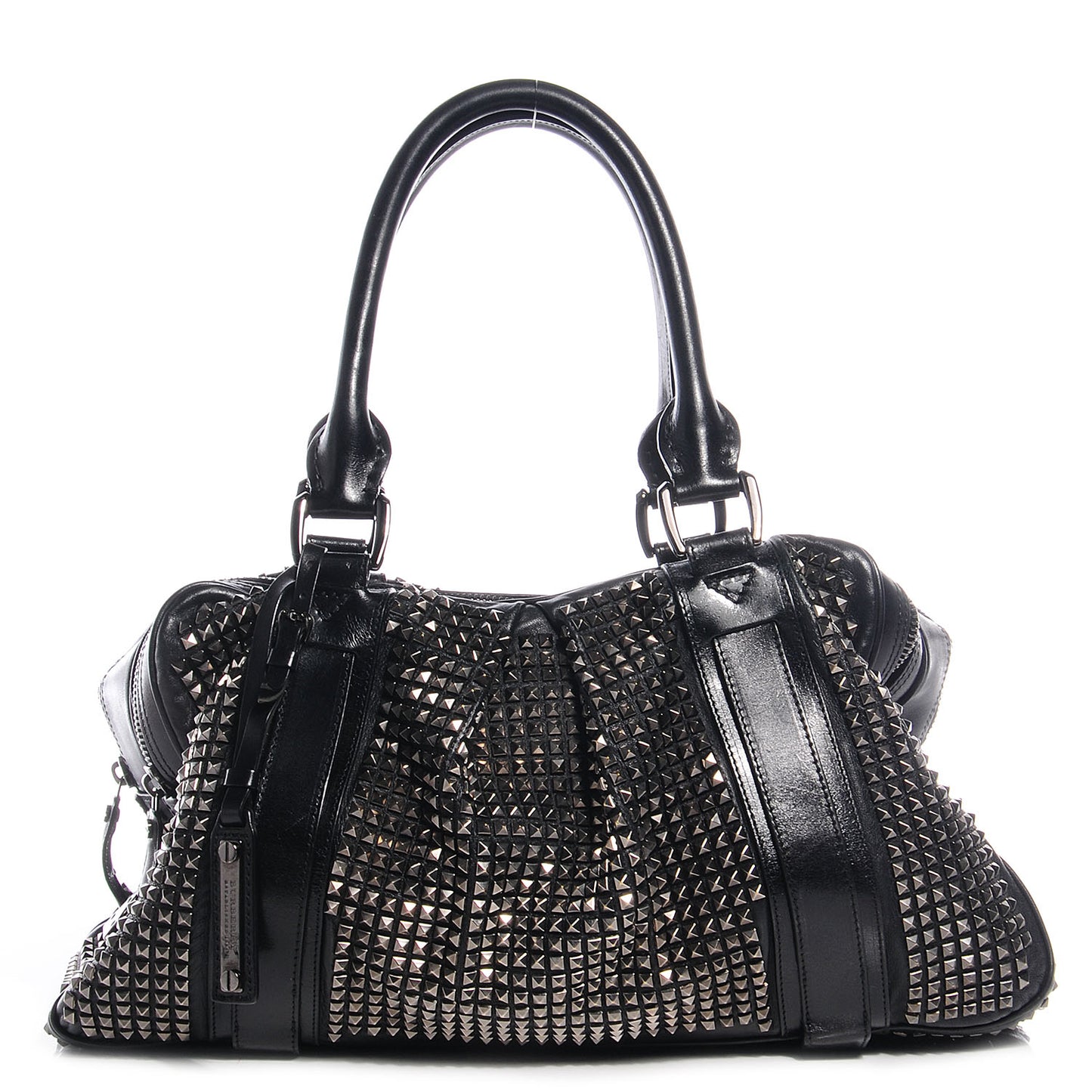 Prorsum Calfskin Studded Knight Satchel Black