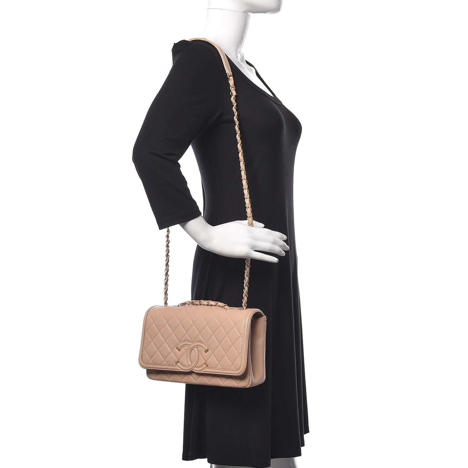 Chanel Caviar Quilted Small CC Filigree Flap Light Beige 2 of 9