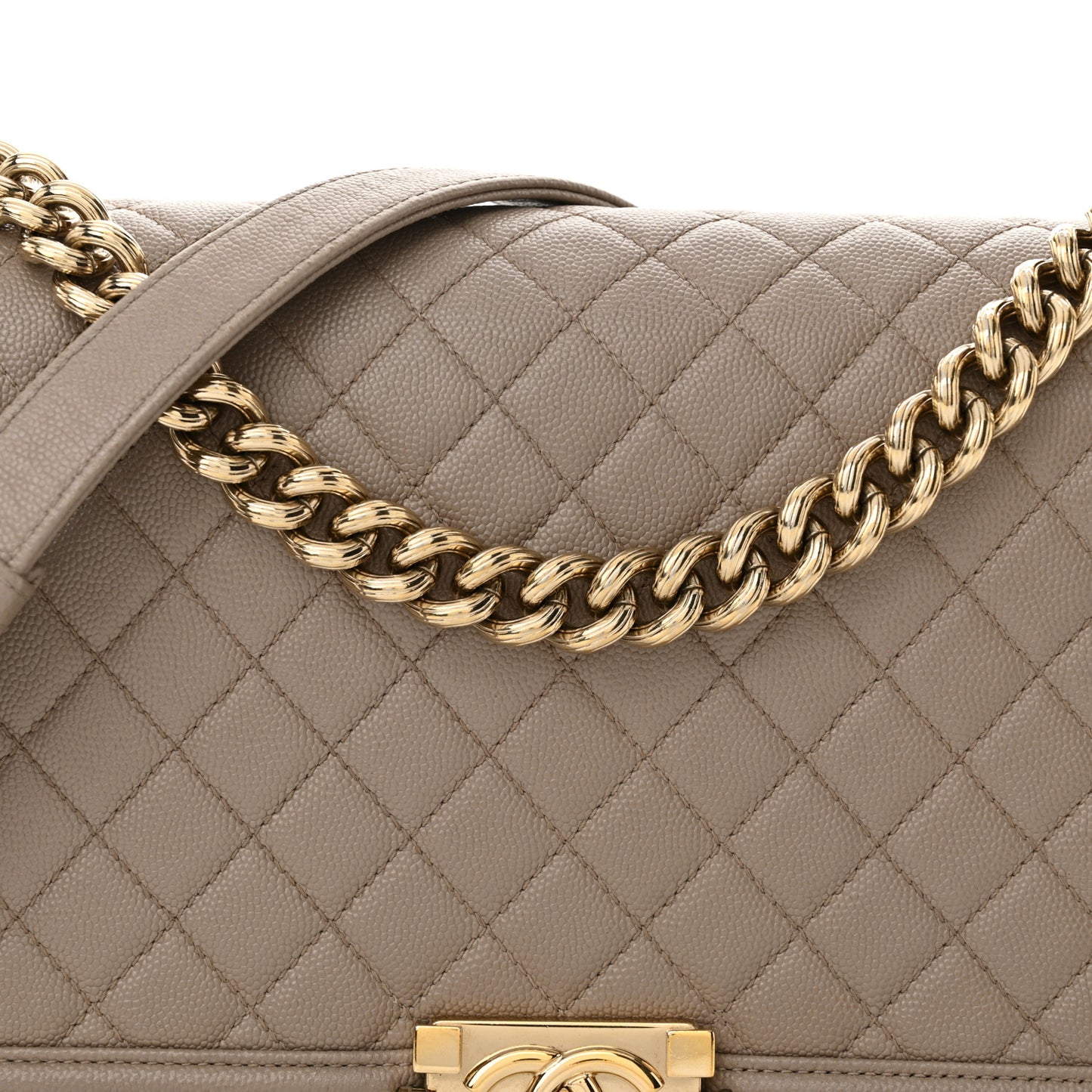 Caviar Quilted New Medium Boy Flap Dark Beige