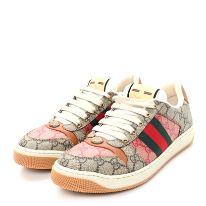 Gucci GG Supreme Monogram Harness Calfskin Web Womens Screener Sneakers 39 Beige Ebony Rosso Harness Brown 4 of 9
