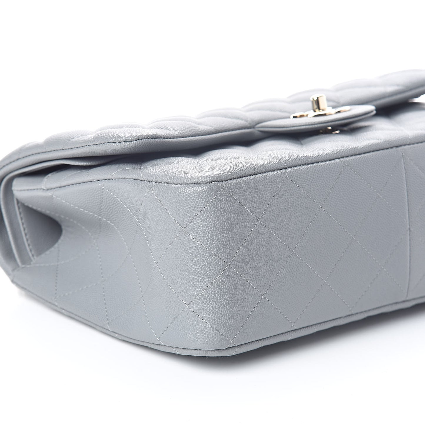 Caviar Quilted Jumbo Double Flap Dark Grey