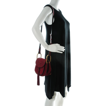 Chloe Suede Calfskin Braided Mini Hudson Shoulder Bag Sienna Red 2 of 8