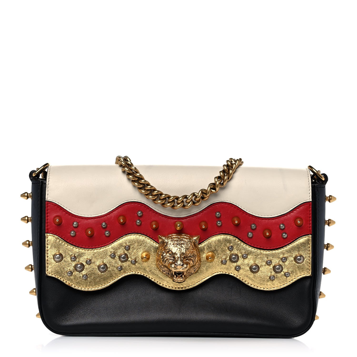 Gucci Nappa Studded Tiger Broadway Chain Shoulder Bag Multicolor 1 of 20