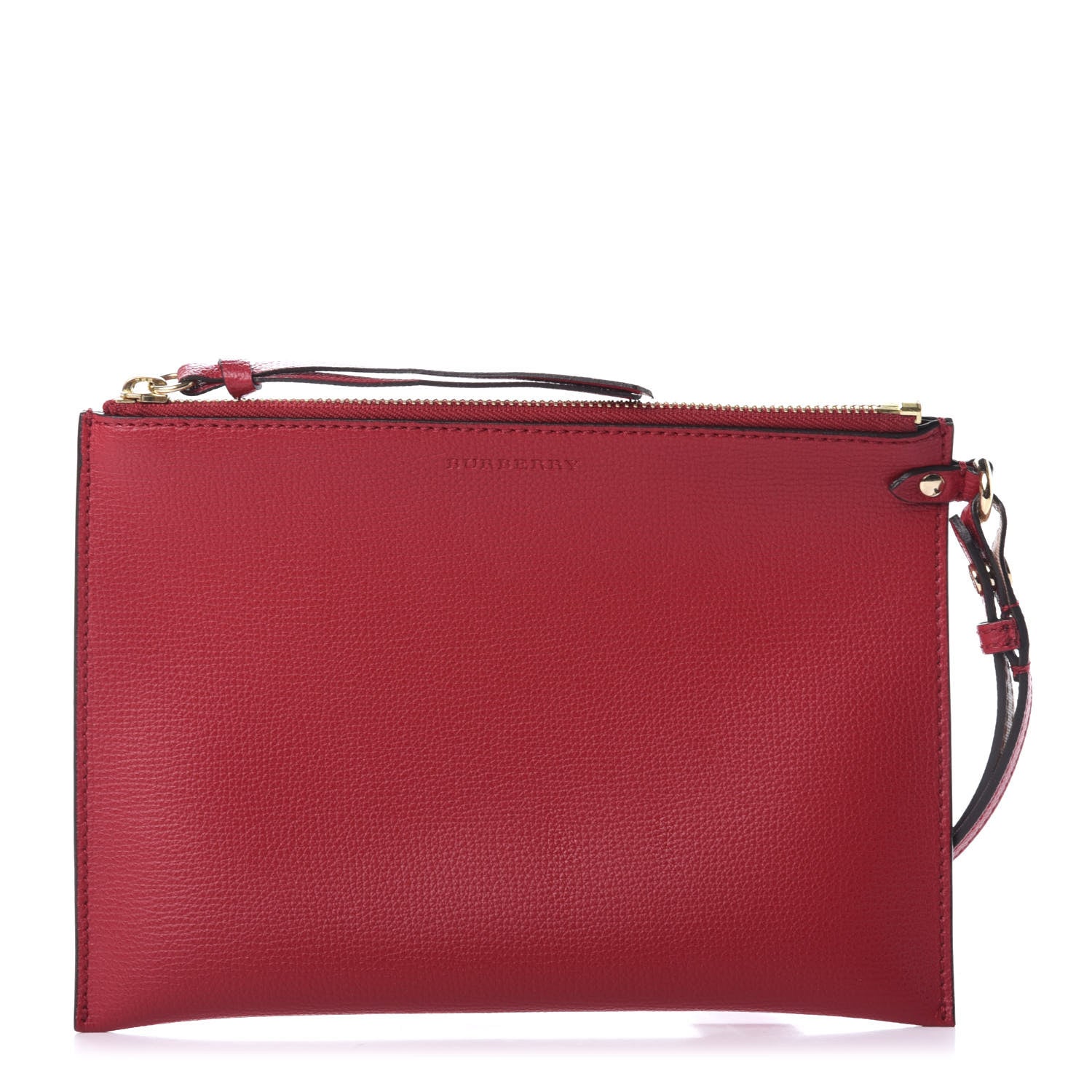 Burberry Grainy Calfskin Haymarket Check Zip Pouch Red 1 of 9