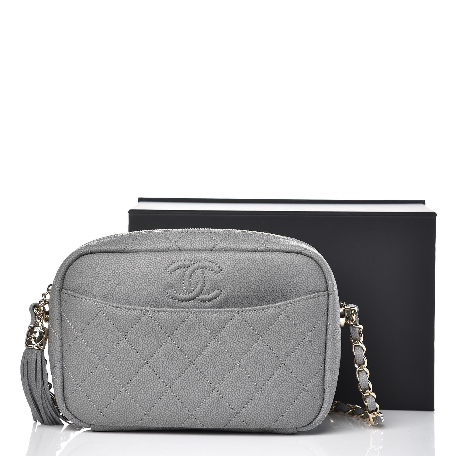 Chanel Caviar Quilted Coco Tassel Small Camera Case Grey 8 of 8