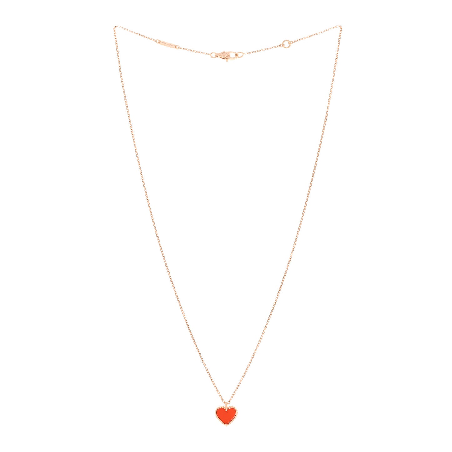 18K Rose Gold Carnelian Sweet Alhambra Heart Pendant Necklace