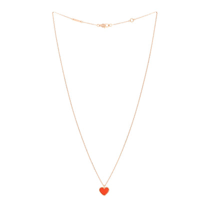 Van Cleef & Arpels 18K Rose Gold Carnelian Sweet Alhambra Heart Pendant Necklace 3 of 4