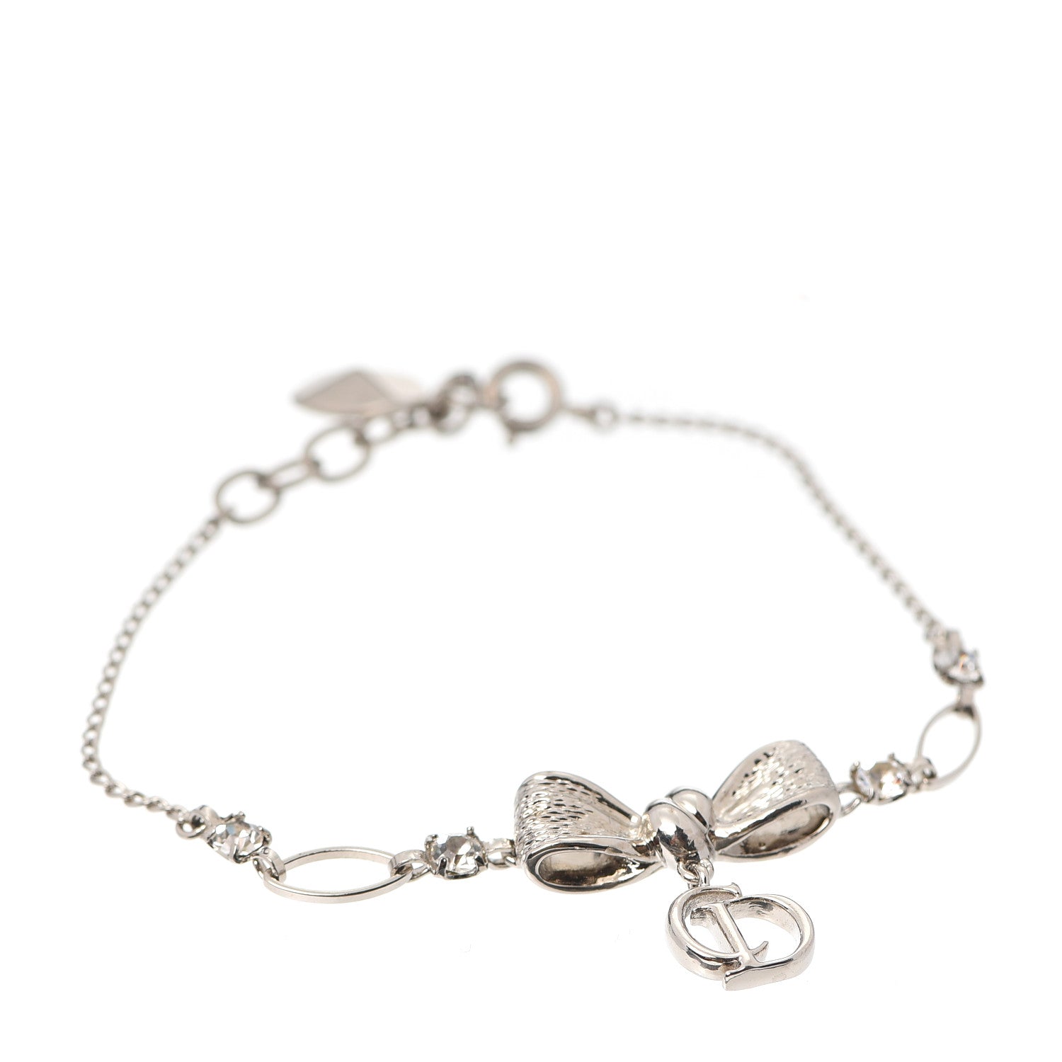 Christian Dior Crystal Bow CD Bracelet Silver 1 of 4