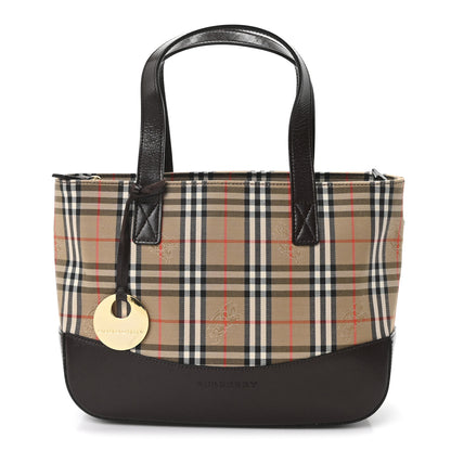 Burberry Haymarket Check Small Tote Dark Brown 1 of 9