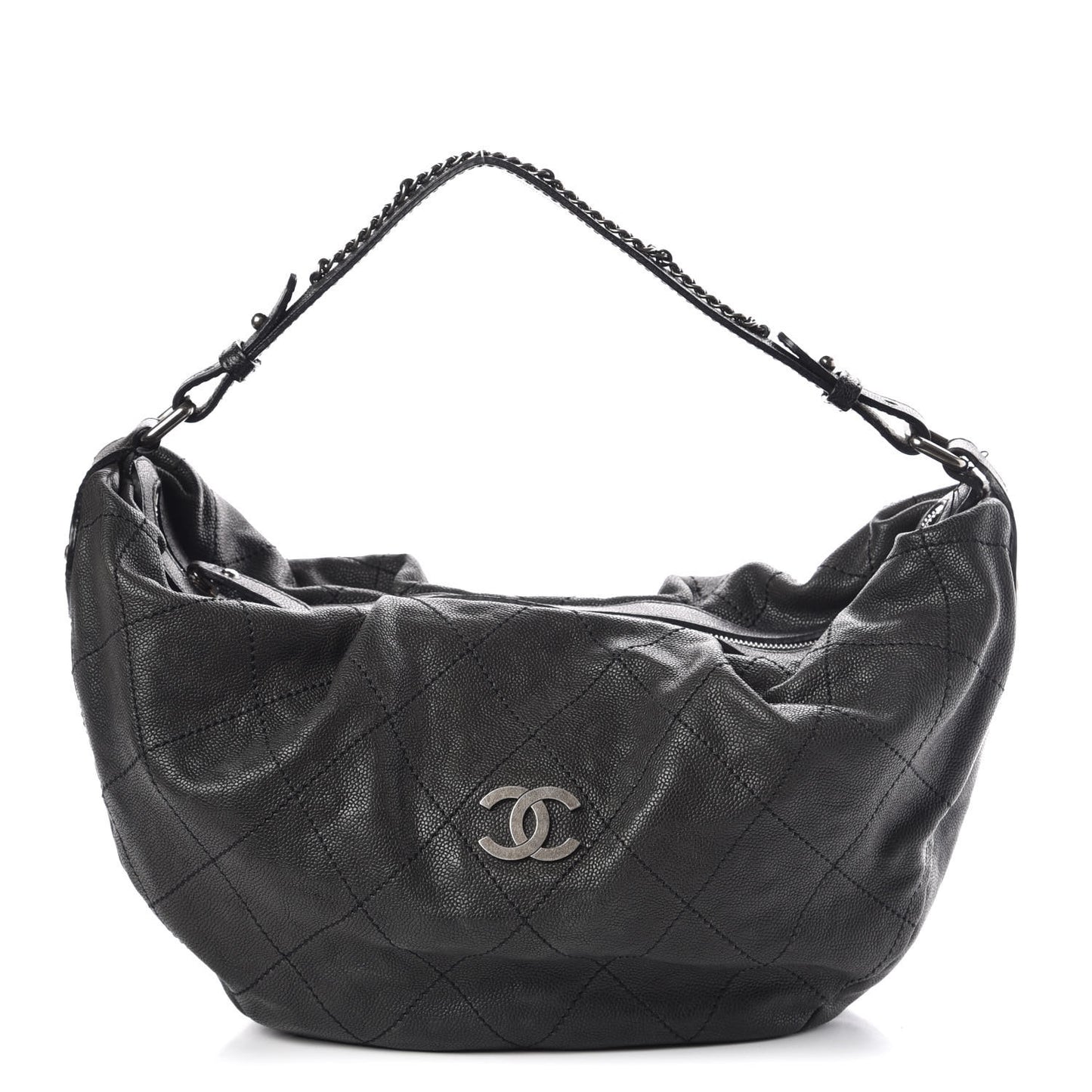 Caviar Stitched Large Outdoor Hobo Black