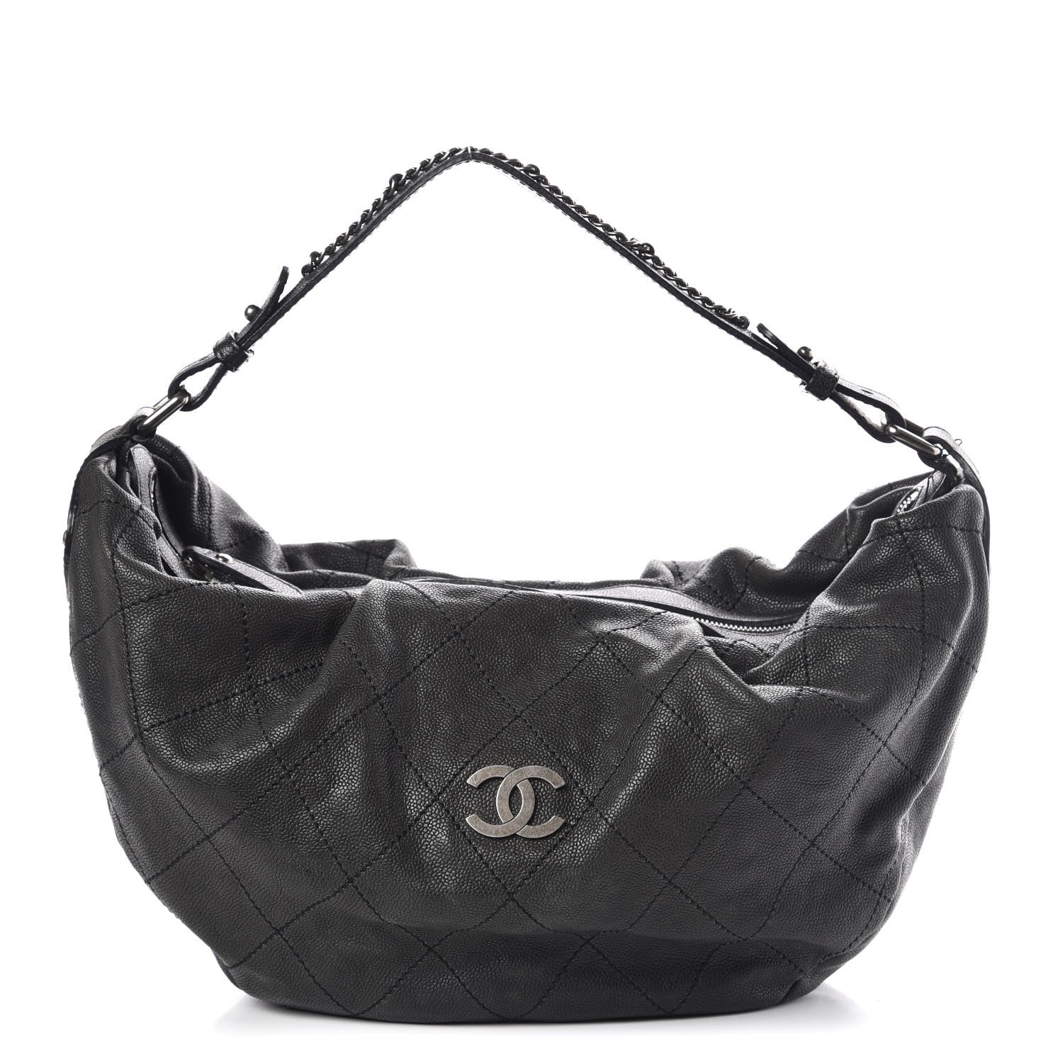 Chanel Caviar Stitched Large Outdoor Hobo Black 1 of 9