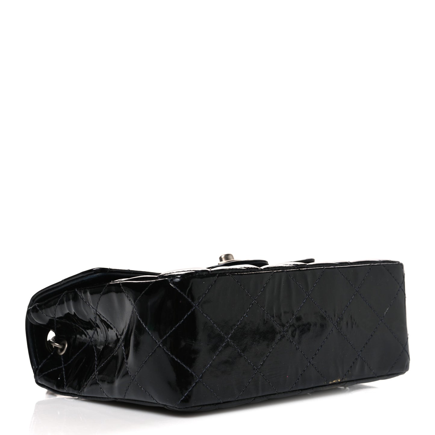 Patent Calfskin Quilted Mini Square Flap Black