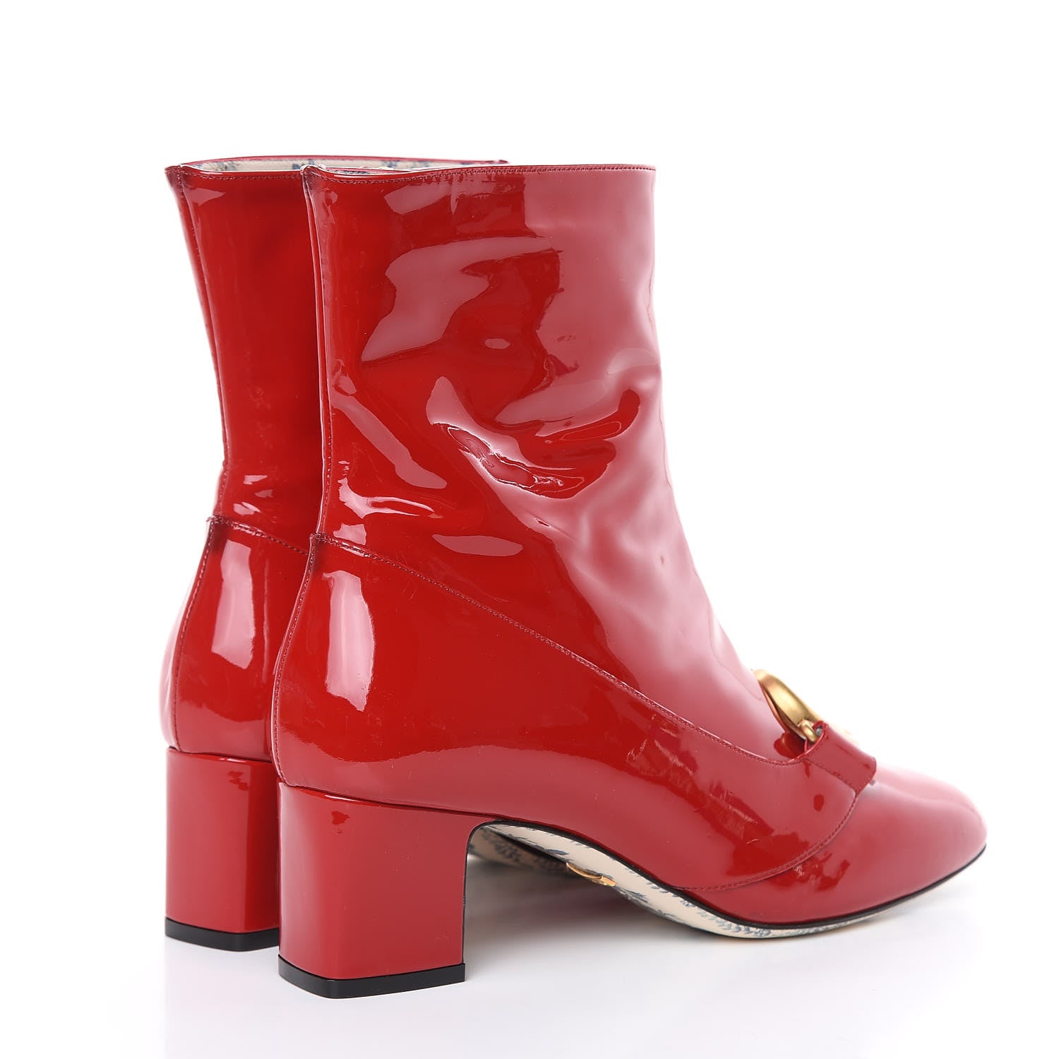 Gucci Vernice GG Victoire 55mm Ankle Boots 39 Hibiscus Red 4 of 13