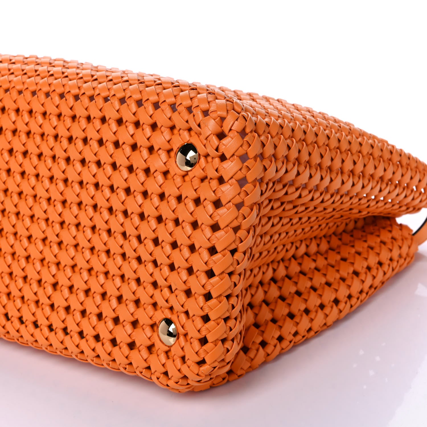 Fendi Nappa Woven Large Peekaboo Iconic Satchel Clementine 9 of 10
