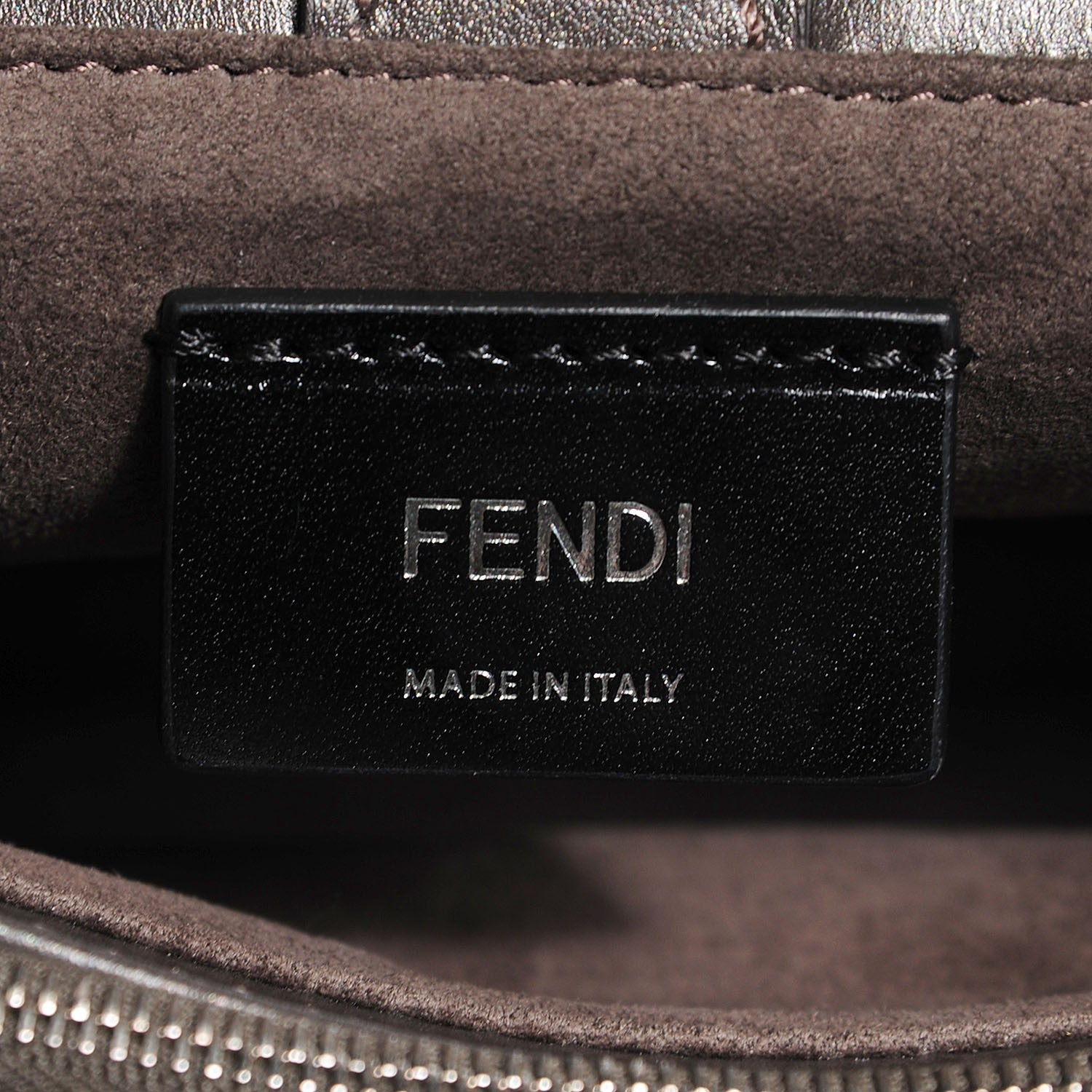 Fendi Metallic Calfskin Crocodile Embroidered Petite 2Jours Tote Silver Mirror 6 of 7