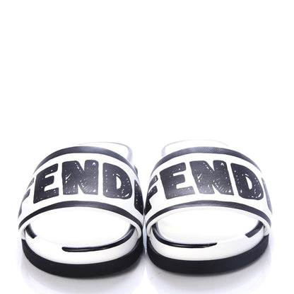 Fendi X JOSHUA VIDES Roma Calfskin Fussbetts Slide Sandals 35 Snow White Black 2 of 10