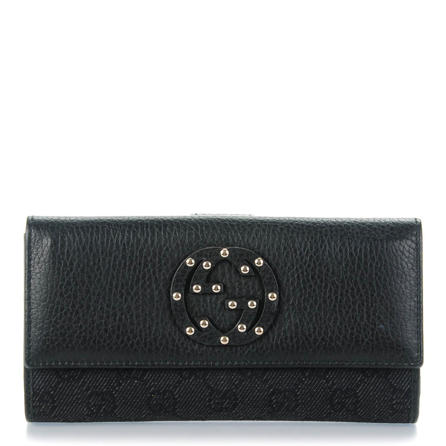 Calfskin Studded Soho Continental Wallet Black