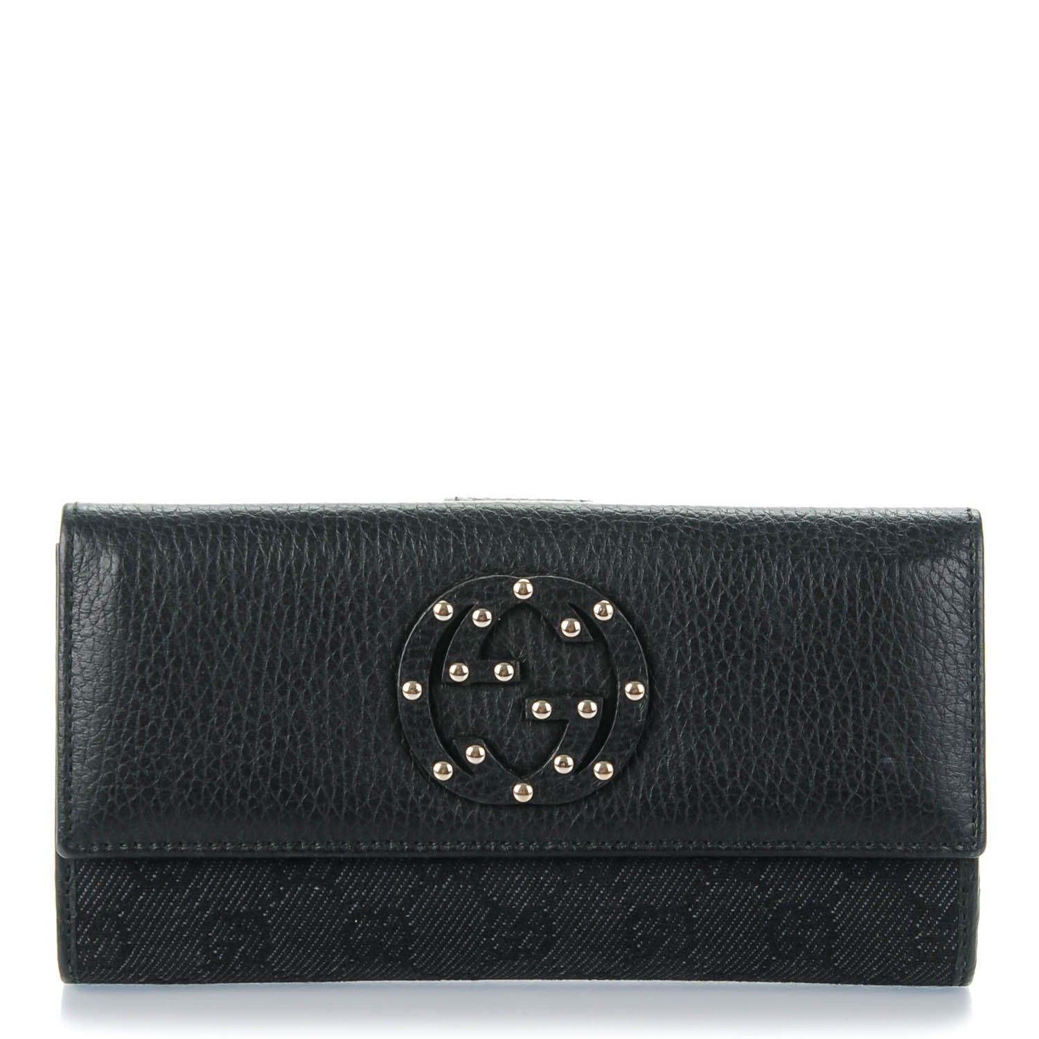 Gucci Calfskin Studded Soho Continental Wallet Black 1 of 7